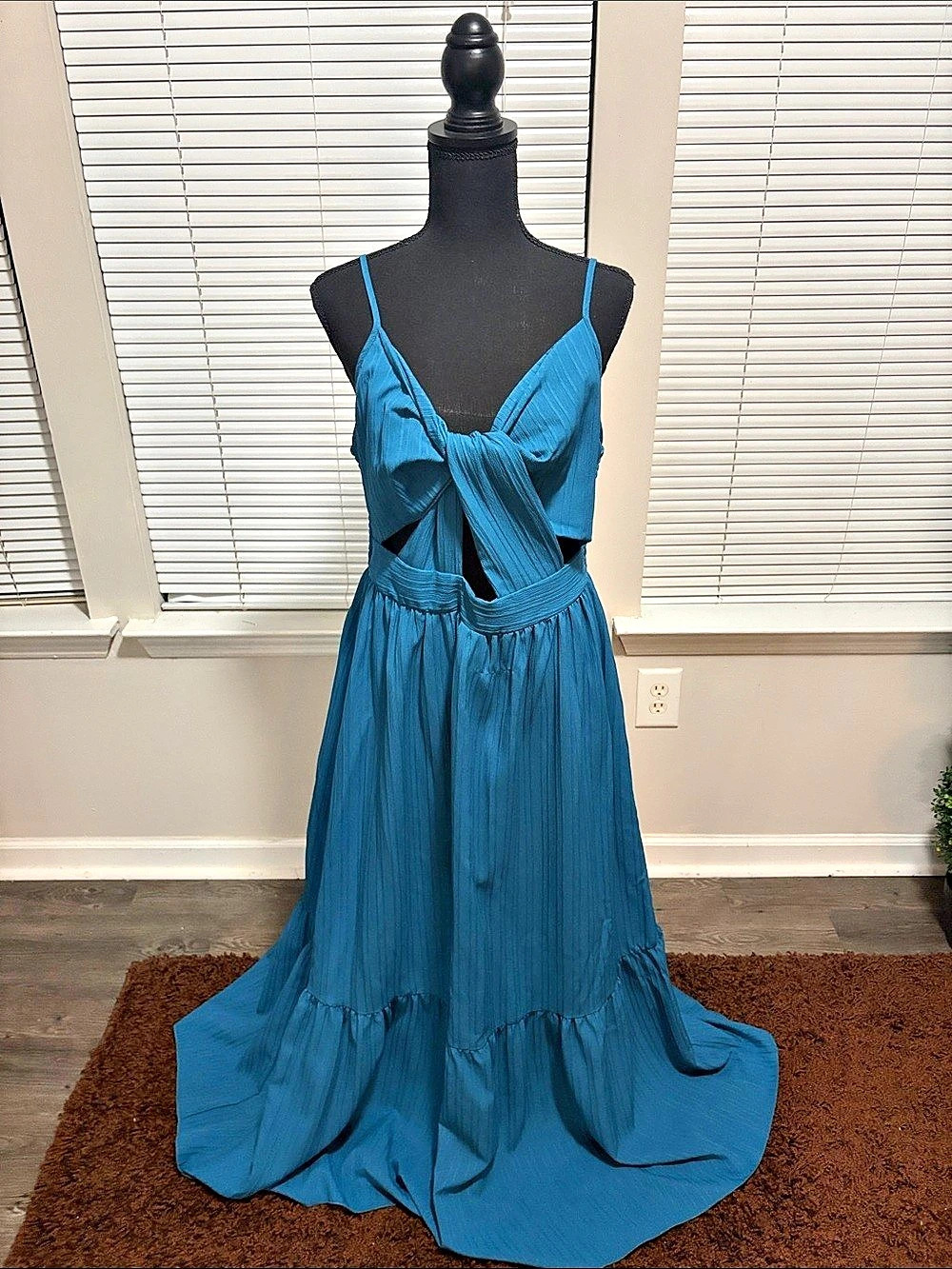Blue Twist Front Maxi Dress - Never Been Worn
